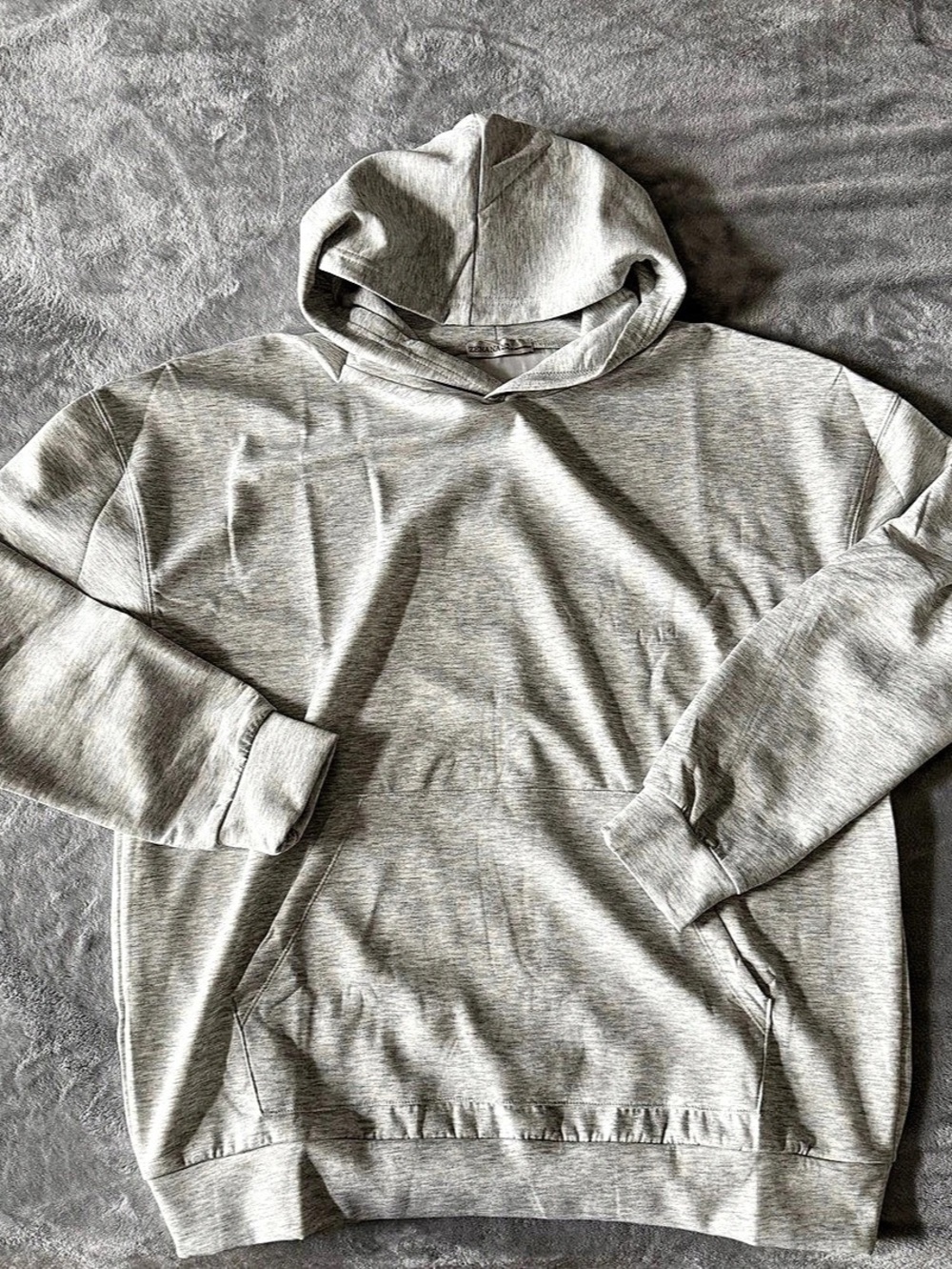 Zenana Pullover Scuba Hoodie in Gray w/ Kangaroo Pocket